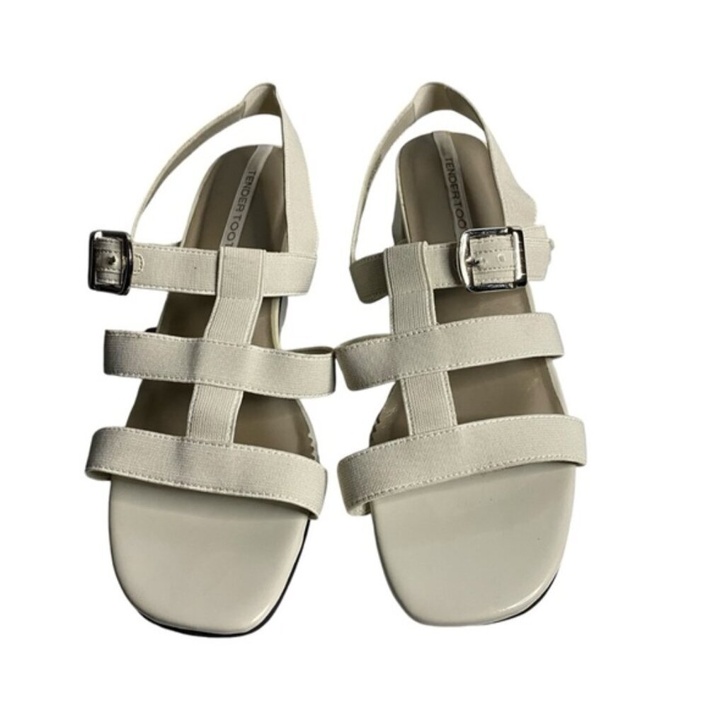 Tender Tootsies Women’s Ivory Slingback Open Toe Sandals